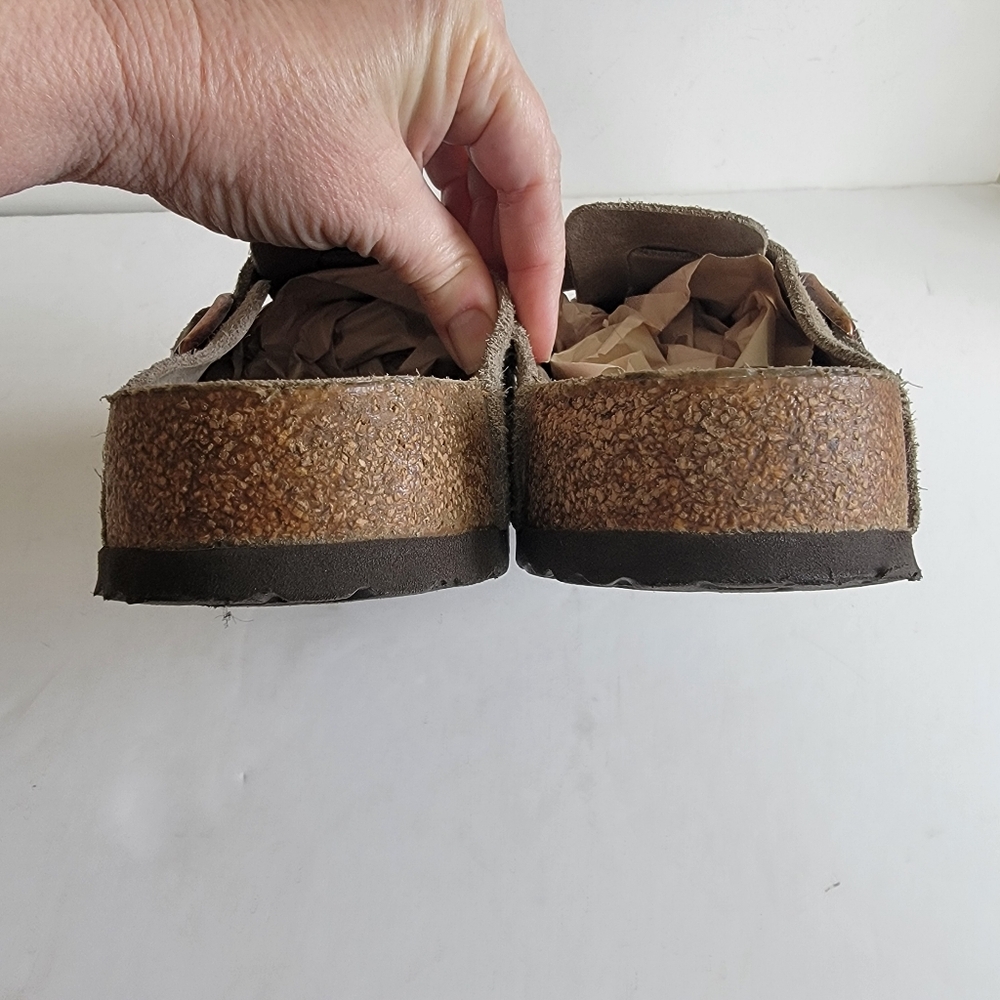 Birkenstock Boston Clogs Mens 45 12 12.5 Taupe Suede Slip On Neutral Minimalist - Picture 11 of 16
